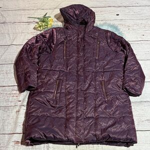 Torrid Nylon Zip Puffer Purple Iridescent Jacket sz 3X